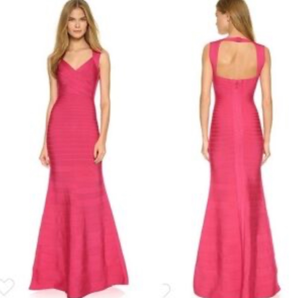 Hervé Léger, Camilla Bandage Gown, Pink size S
